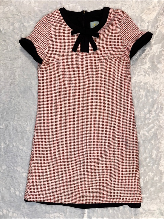 CeCe Dresses & Skirts - CeCe Pink Houndstooth Dress with Black Trim and Bow